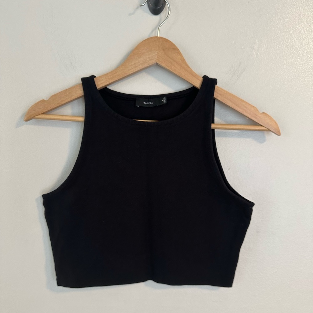 Anthropologie Talula Black Cropped Sleeveless Top size Small
